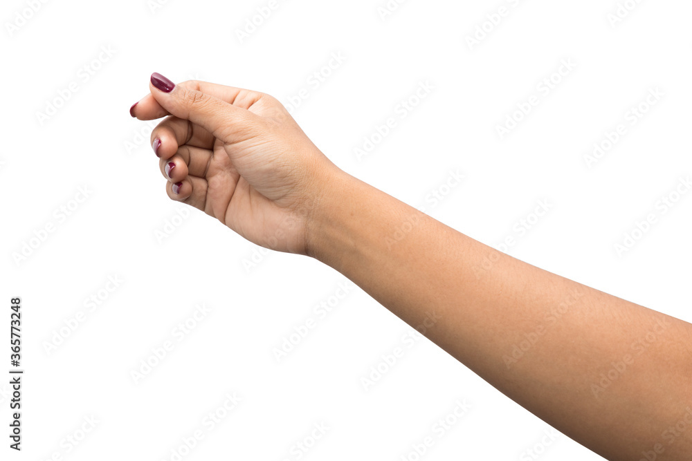 A hand holding something like a bottle on white background A hand holding something like a bottle on white background