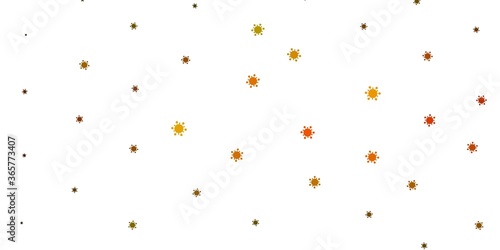 Light green, yellow vector backdrop with virus symbols.