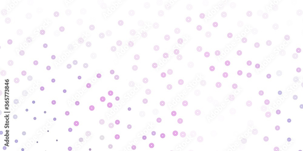 Light purple, pink vector doodle template with flowers.