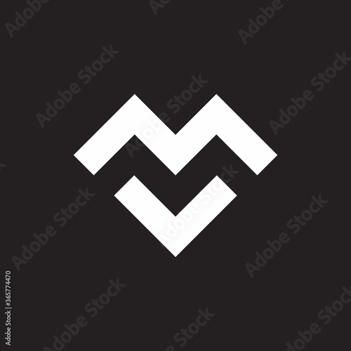 letter mv simple geometric line logo vector