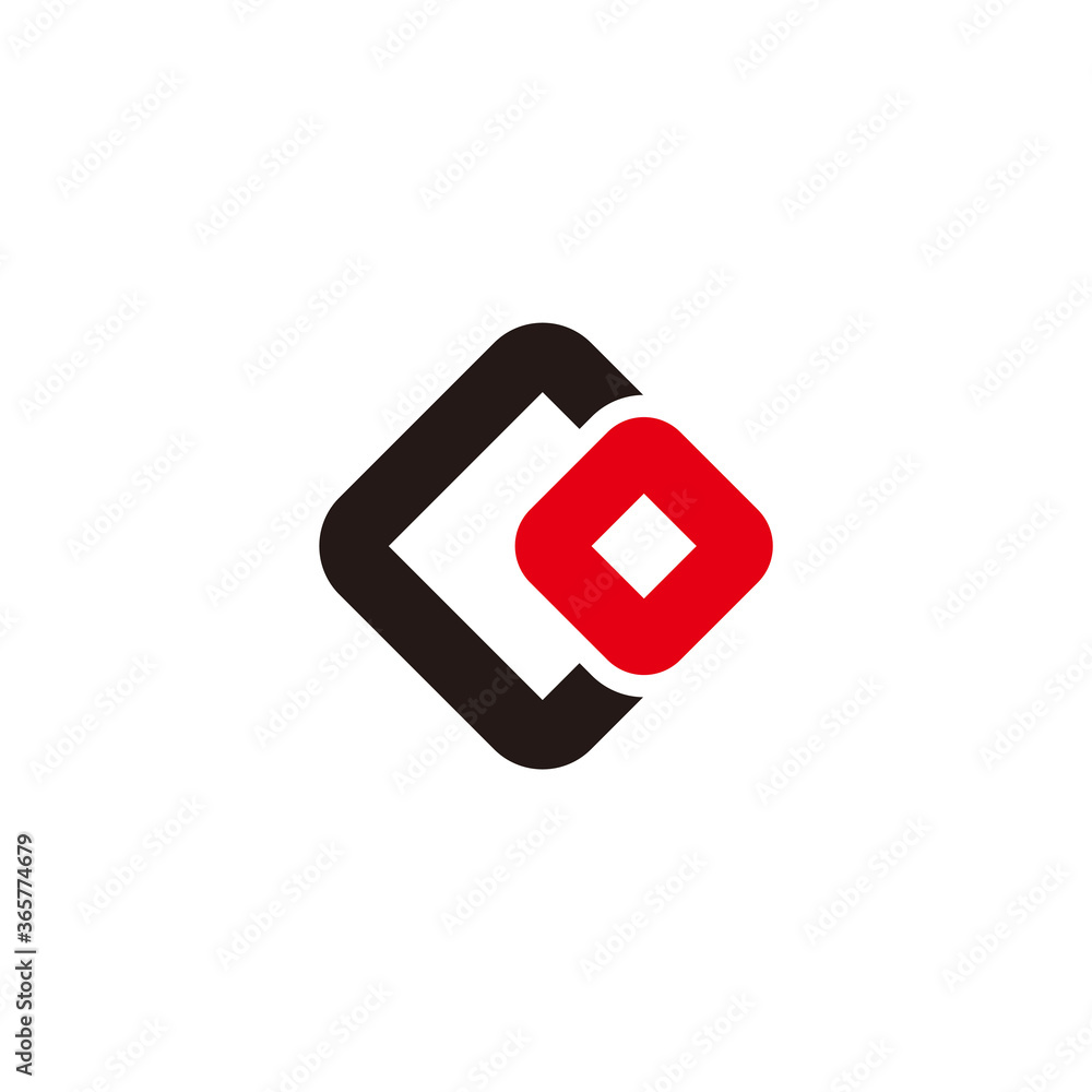 letter co simple geometric square abstract logo vector - obrazy, fototapety, plakaty 