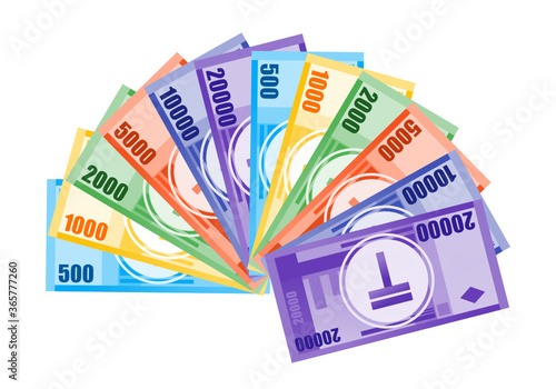 Fan Shaped Stack of Kazakhstani Tenge Banknotes in Various Value Money Vector Icon Logo & Design. Kazakhstan Business, Payment & Finance Element. Can be Used for Digital & Print Infographic.