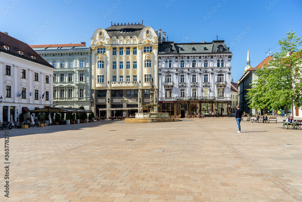 The main square of Bratislava, the capital of Slovakia