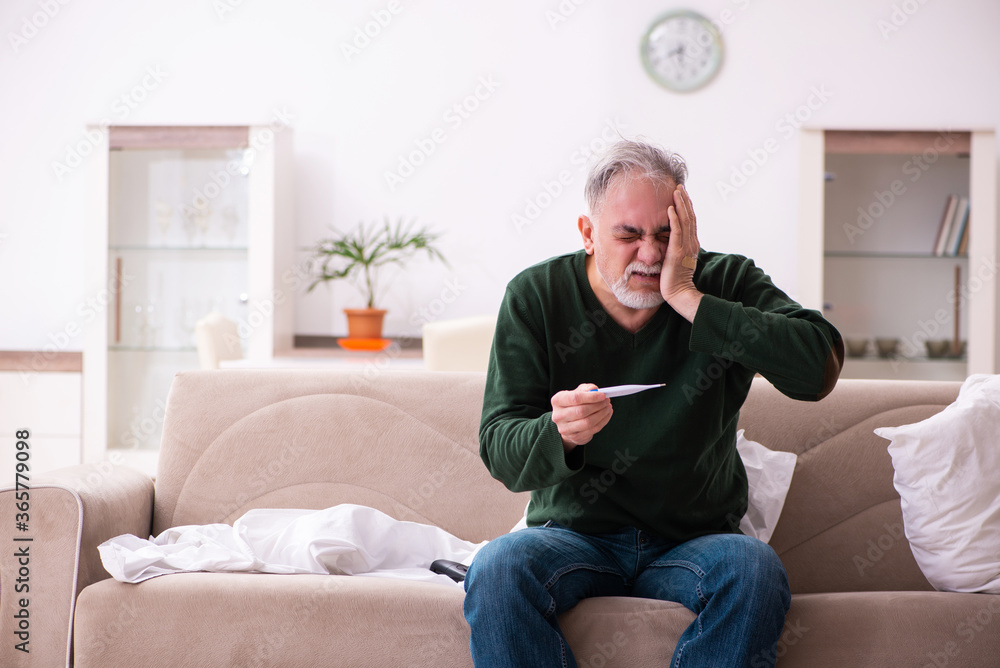 Old man suffering at home Old man suffering at home