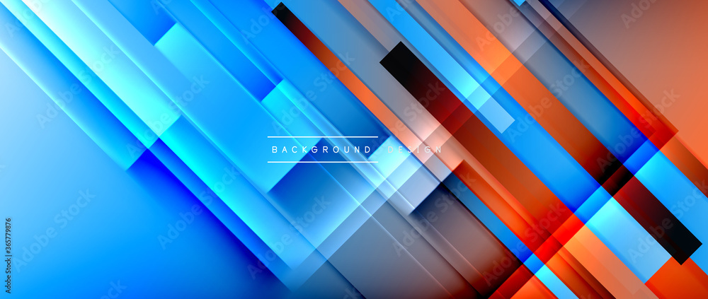 Dynamic lines on fluid color gradient. Trendy geometric abstract background for your text, logo or graphics