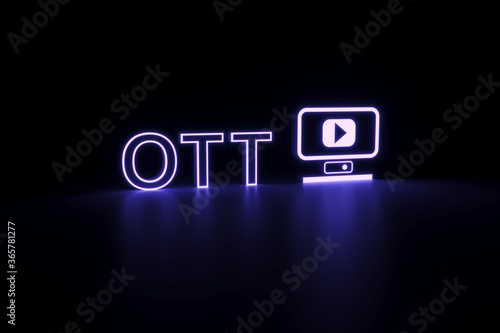 OTT neon concept self illumination background 3D illustration photo