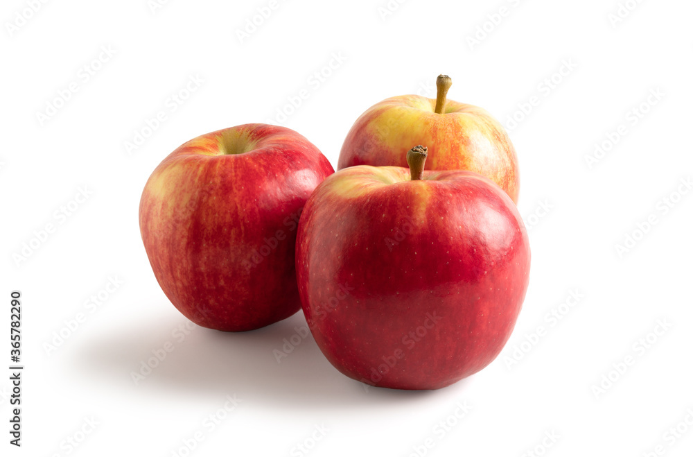 three fresh red apples isolated from white background three fresh red apples isolated from white background