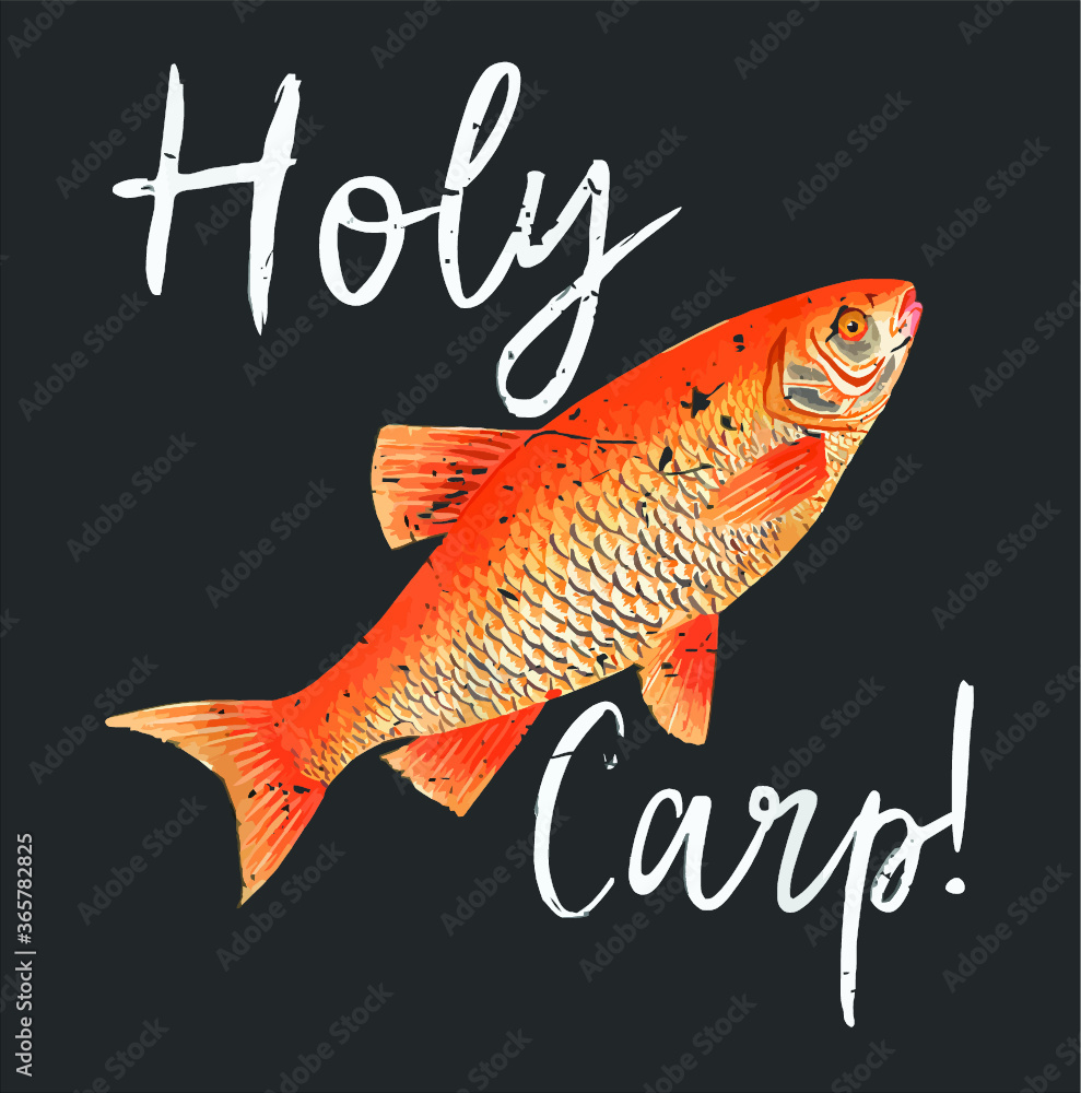 Funny Carp Holy Carp Shirt Fishing Fish Gift new design vector illustrator  Stock Vector