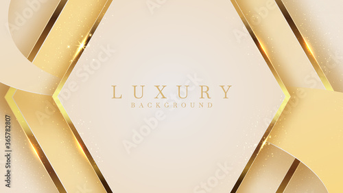 Luxury golden line background mustard shades in 3d abstract style. Illustration from vector about modern template deluxe design.