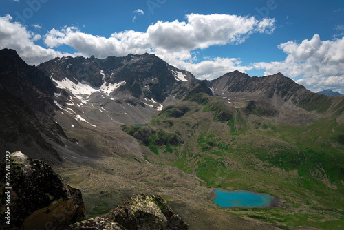 Alpine lakes in the Mukhinsky gorge of the Teberda nature reserve, Caucasus, Russia photo