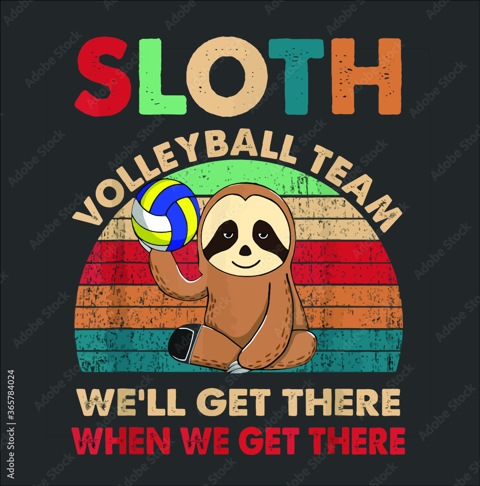 Funny Retro Vintage Sloth Volleyball Team Shirt Sloth Gifts new design  vector illustrator Stock Vector | Adobe Stock