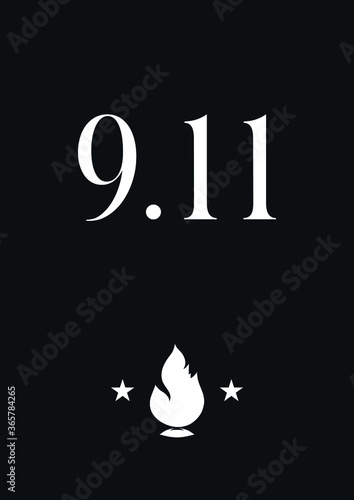 11 september We Will Never Forget Candle fire memory patriot day flag twin tower star logo icon sign background Design for postcard card cover poster banner print or apparel t-shirt Vector