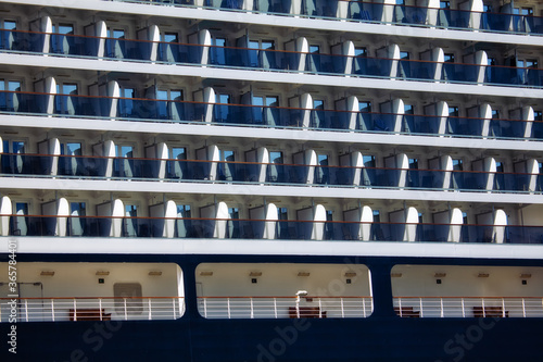 Side view of modern cruise liner cabins
