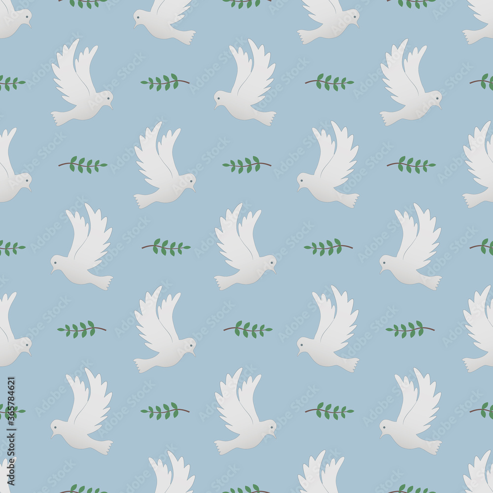 Flying pigeon seamless pattern vector on light blue background. Flying pigeon seamless pattern vector on light blue background.