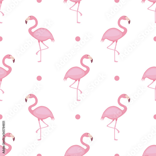 Cartoon flamingo seamless pattern vector on isolated white background.
