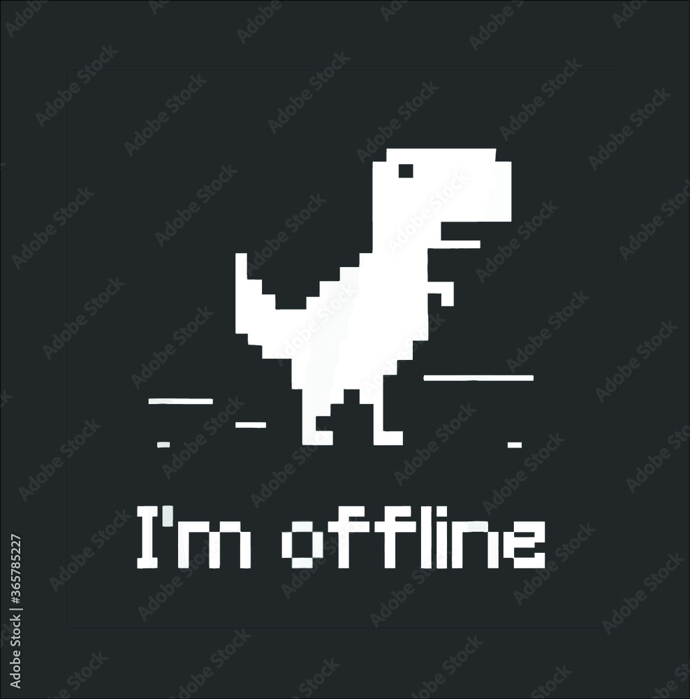 I Am Offline Shirt Funny Pixel Dinosaur T Shirt new design vector  illustrator Stock Vector | Adobe Stock
