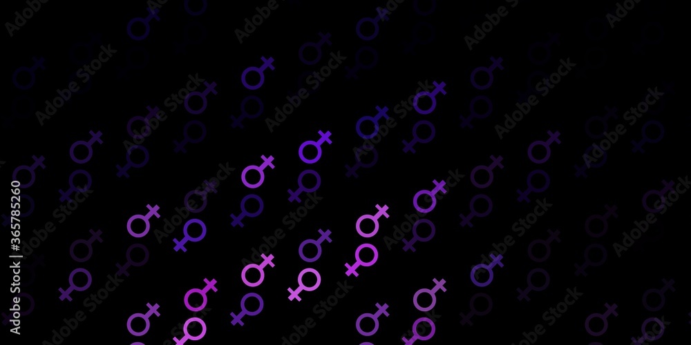 Dark Purple vector backdrop with woman's power symbols. Dark Purple vector backdrop with woman's power symbols.