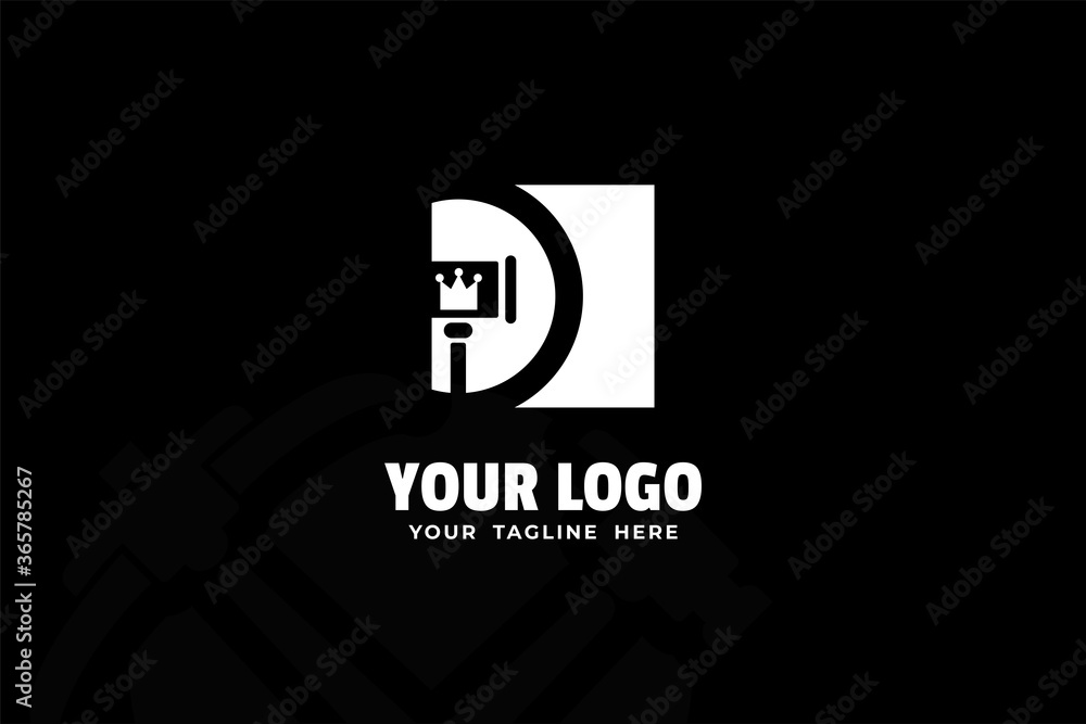 Obraz premium Isolated Black and White Hammer Logogram