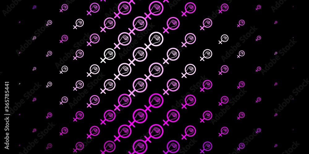 Dark Purple, Pink vector texture with women's rights symbols. Dark Purple, Pink vector texture with women's rights symbols.
