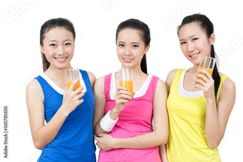 Young Asian women having rest after exercise in the gym