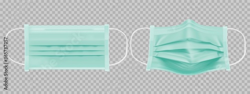 Realistic mask mockup isolated on transparent background. Vector illustration.