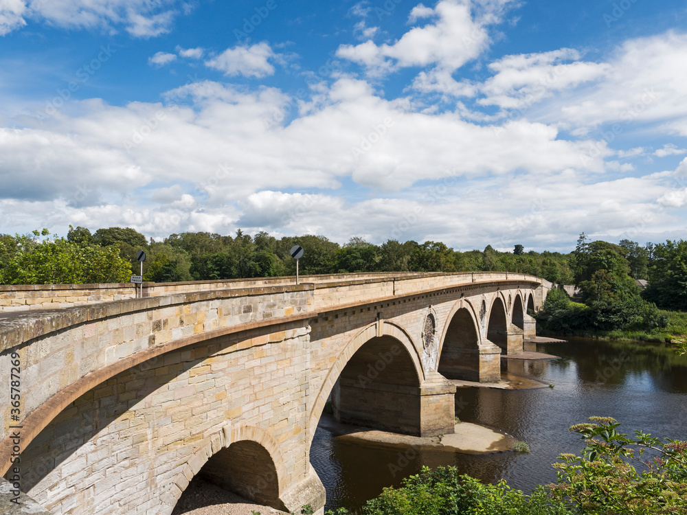 Coldstream bridge linking Coldstream to Northumberland, UK