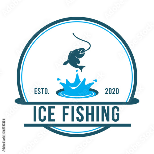 ice fishing, fishing company logo, vector art