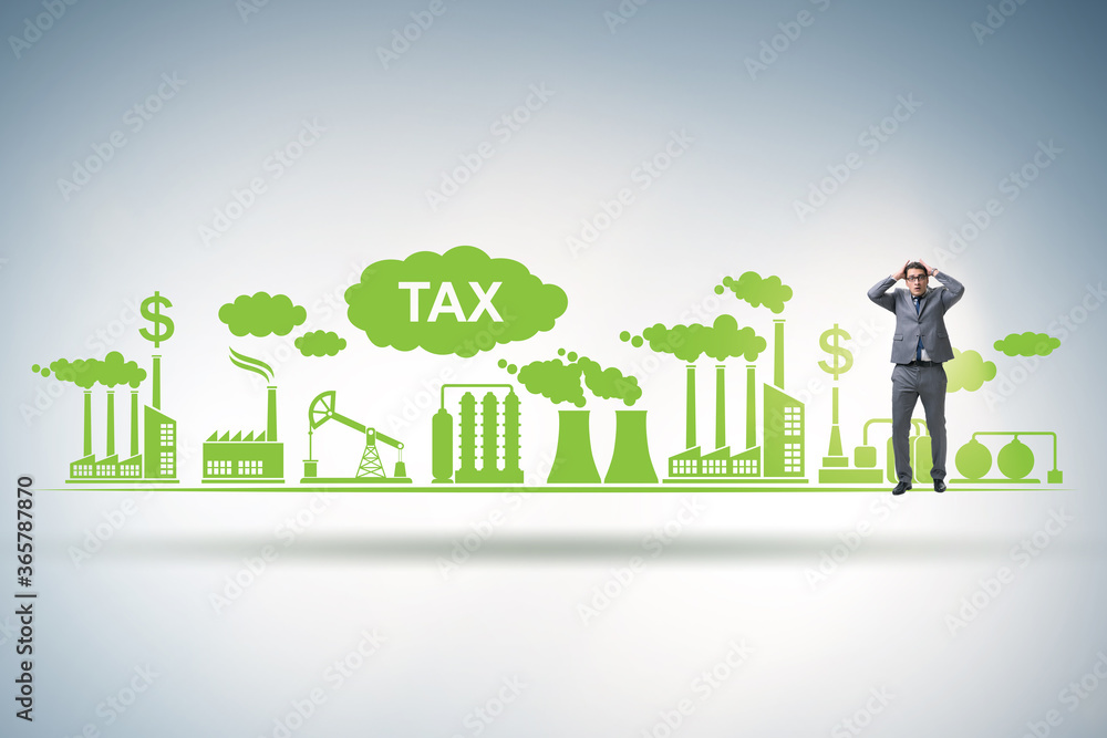 Businessman in carbon tax concept Businessman in carbon tax concept