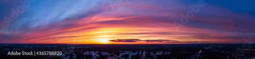 Colorful panoramic sunset over the city of Helsinki  Finland  at 11 pm.