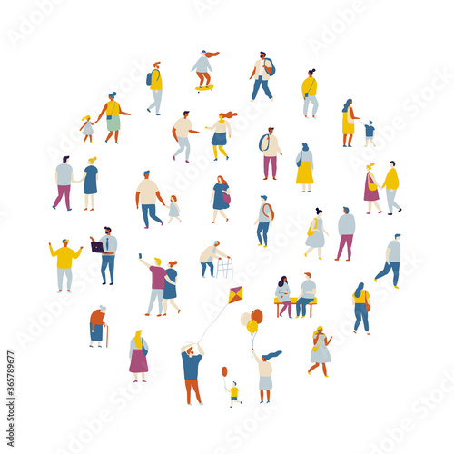 People crowd flat vector set. Background people isolated on white background