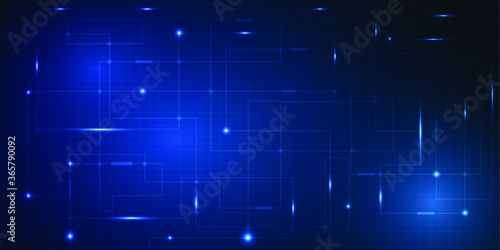 Abstract blue digital tech circuit grid line design on futuristic concept for background and wallpaper.