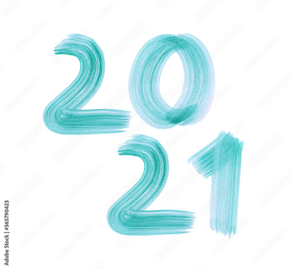 Blue hand-drawn watercolor sign 2021 isolated on a white background. New Year eve illustration of number 2021 for your design. Print for a calendar. Blue hand-drawn watercolor sign 2021 isolated on a white background. New Year eve illustration of number 2021 for your design. Print for a calendar.