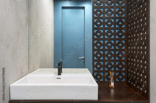 Contemporary bathroom with modern interior design at home