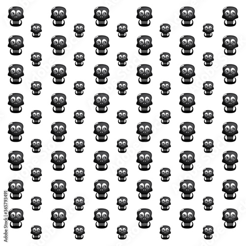 black and white skull icons pattern
