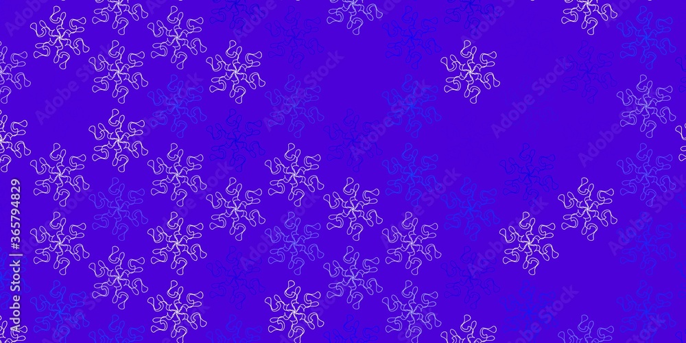 Light blue vector doodle background with flowers.