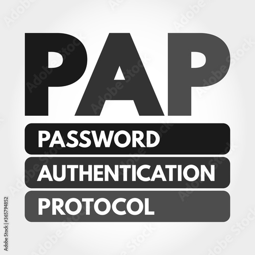 PAP - Password Authentication Protocol acronym, technology concept background