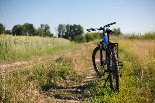  bike stands on the road in the field