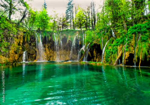 Water cascade at Plitvice Natural Park in Croatia. © Goran