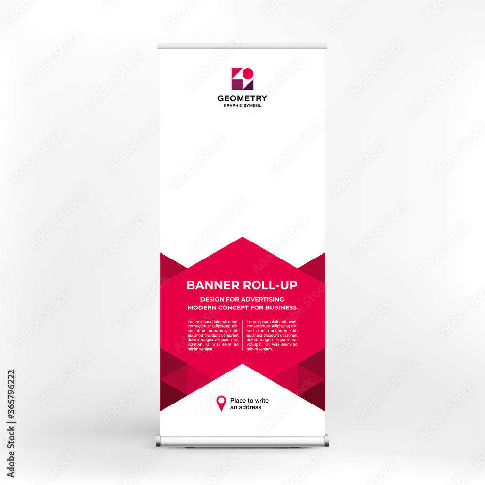 Creative banner design, roll-up stand for advertising, conferences,  seminars, poster template for placing photos and text. Creative background  for presentation Stock Vector | Adobe Stock