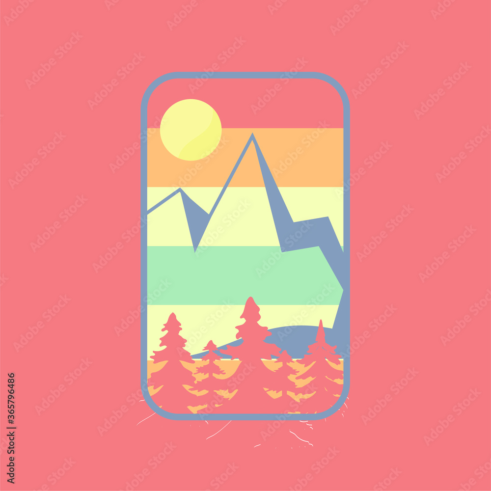 Wallpaper flat square montain sun colorfun Wallpaper flat square montain sun colorfun