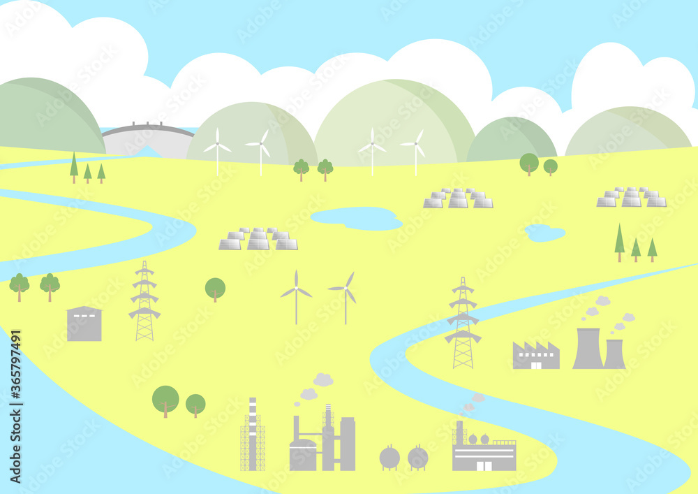 発電と自然の風景