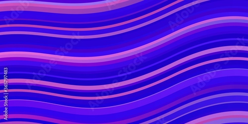 Light Pink, Blue vector background with lines. Colorful geometric sample with gradient curves. Best design for your ad, poster, banner.