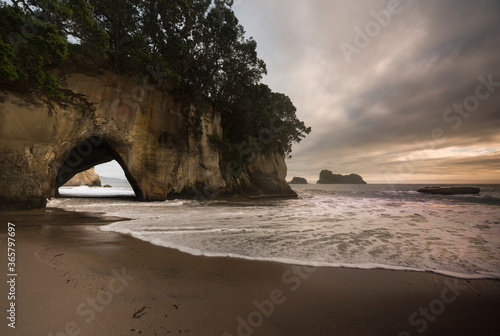 sunrise at cathedral cove, new zealand