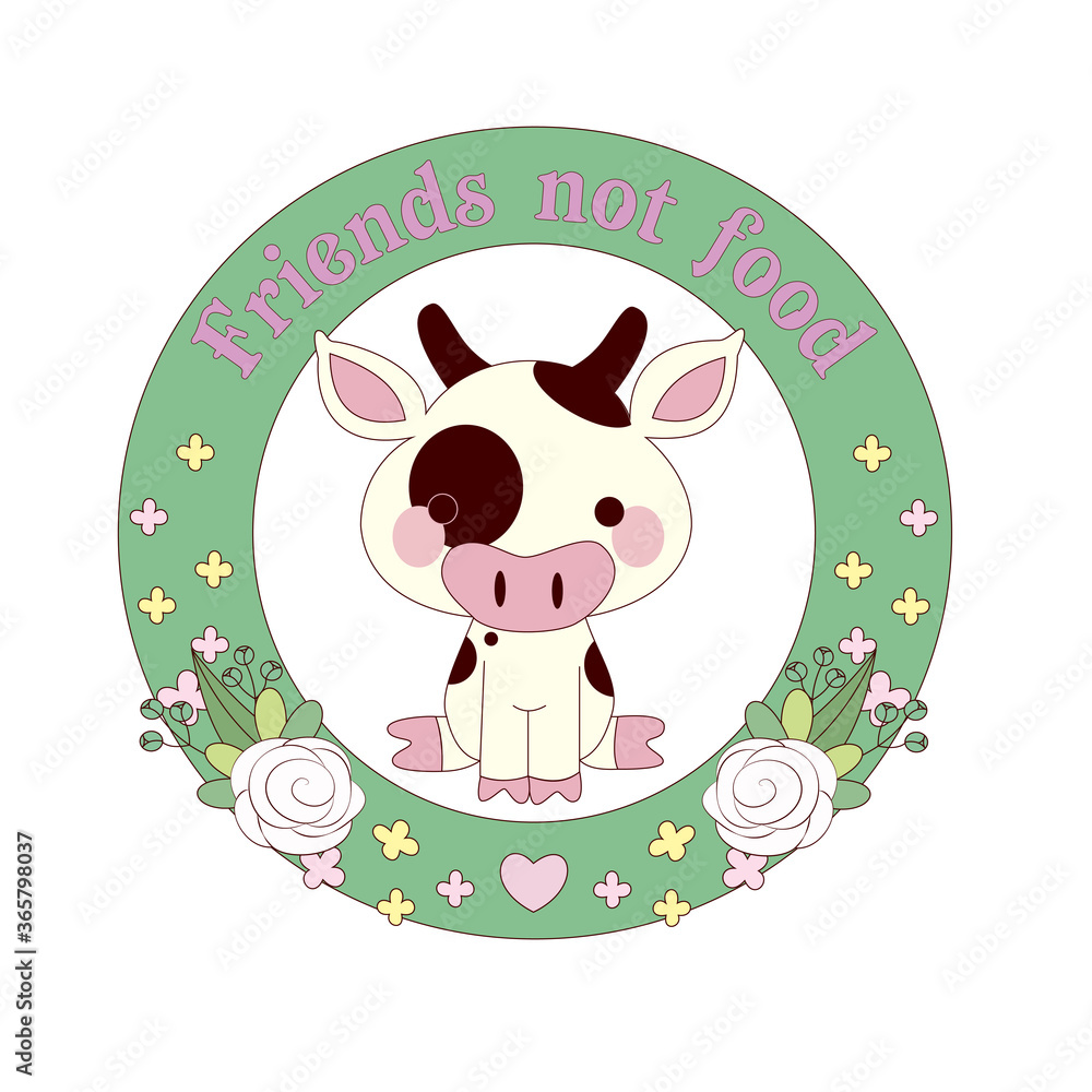 logo with the calf and the inscription friends not food logo with the calf and the inscription friends not food