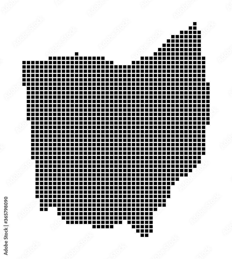 Ohio map. Map of Ohio in dotted style. Borders of the us state filled with rectangles for your design. Vector illustration.