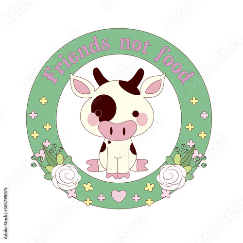logo with the calf and the inscription friends not food