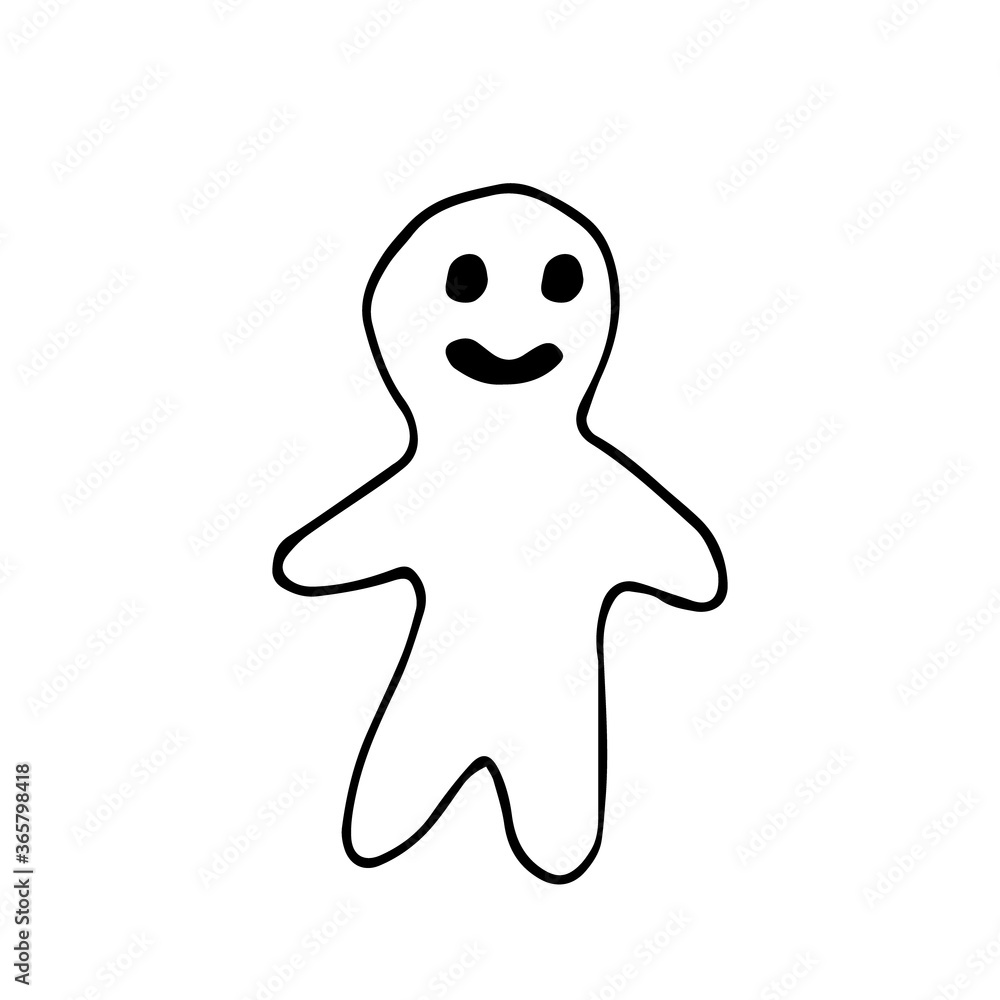gingerbread man hand drawn in doodle style. vector, scandinavian, monochrome. single element for design sticker, invitation, card, poster, food christmas symbol gingerbread man hand drawn in doodle style. vector, scandinavian, monochrome. single element for design sticker, invitation, card, poster, food christmas symbol