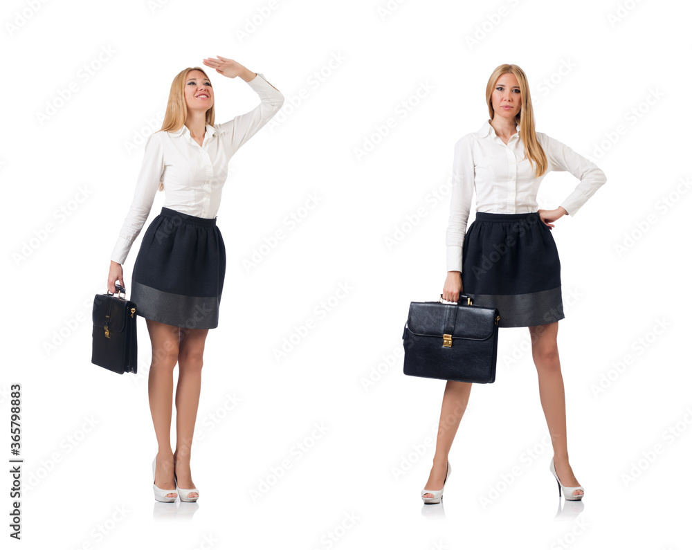 Businesswoman in business concept isolated on white Businesswoman in business concept isolated on white