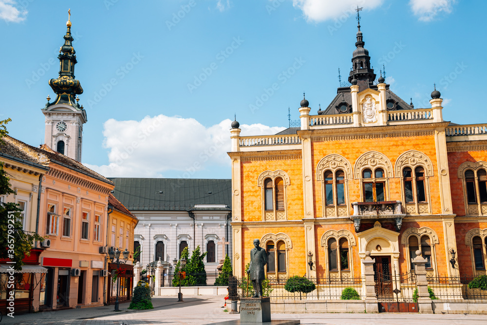 Saint George's Cathedral and Vladicanski Dvor, Bishop's palace at old town in Novi Sad, Serbia