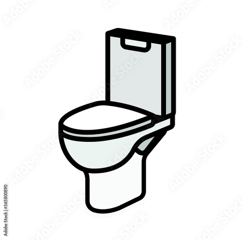Toilet bowl with wc paper and wc brush